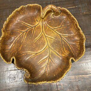 Vintage mid-century very large 16X16 leaf ceramic serving dish